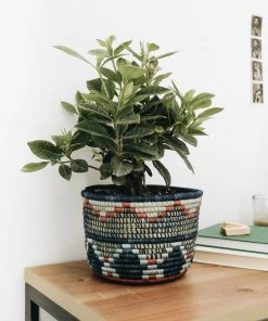 Lone Fox Blue Sabella Woven Planter