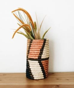 Lone Fox Peach Lenora Raffia Vase