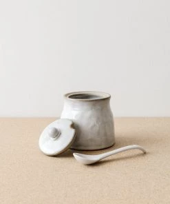 47th & Main New Dimpled Ceramic Sugar Bowl W/ Spoon