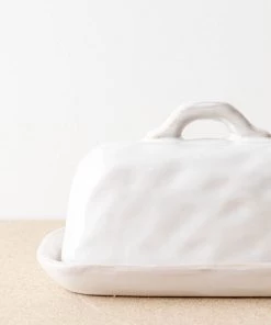 47th & Main Dimpled Ceramic Butter Dish New