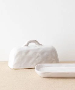 47th & Main Dimpled Ceramic Butter Dish New