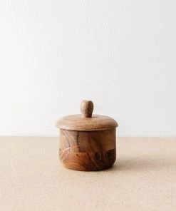 Creative Co Op Zuly Acacia Wood Salt Cellar New
