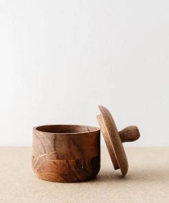 Creative Co Op Zuly Acacia Wood Salt Cellar New