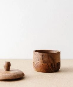 Creative Co Op Zuly Acacia Wood Salt Cellar New