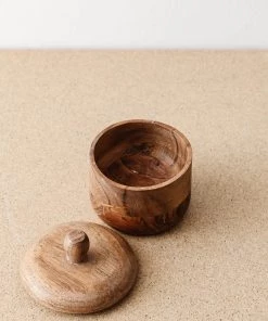 Creative Co Op Zuly Acacia Wood Salt Cellar New