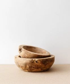 Creative Co Op New Chunky Teakwood Bowls (Set Of 2)
