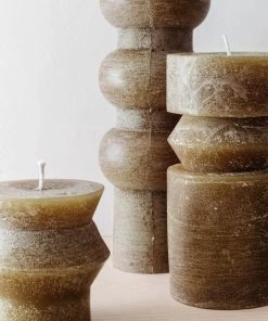 Creative Co Op Olive Totem Pillar Candles