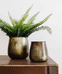 Lone Fox Tabitha Vintage Brass Planter Set