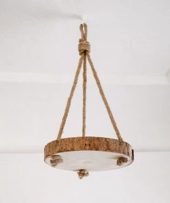 Lone Fox Hanging Wood Slice Plant Holder New