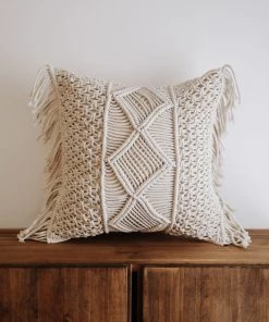 Lone Fox Hand Woven Macrame Pillow Cover New