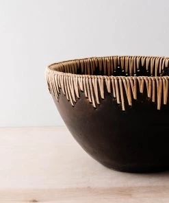 Creative Co Op Best Sellers Rattan Stitched Terracotta Bowl