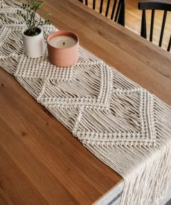 Lone Fox Hand Woven Macrame Table Runner New