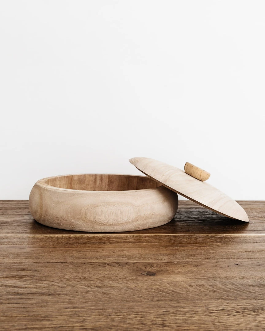 Lone Fox Castilla Paulownia Wood Bowl + Lid 3 Lone Fox Castilla Paulownia Wood Bowl + Lid