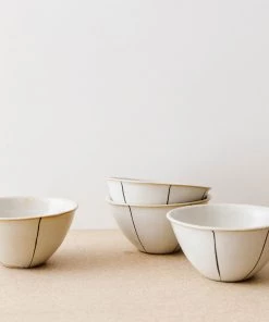 Creative Co Op Striped Stoneware Bowls (Set Of 4)