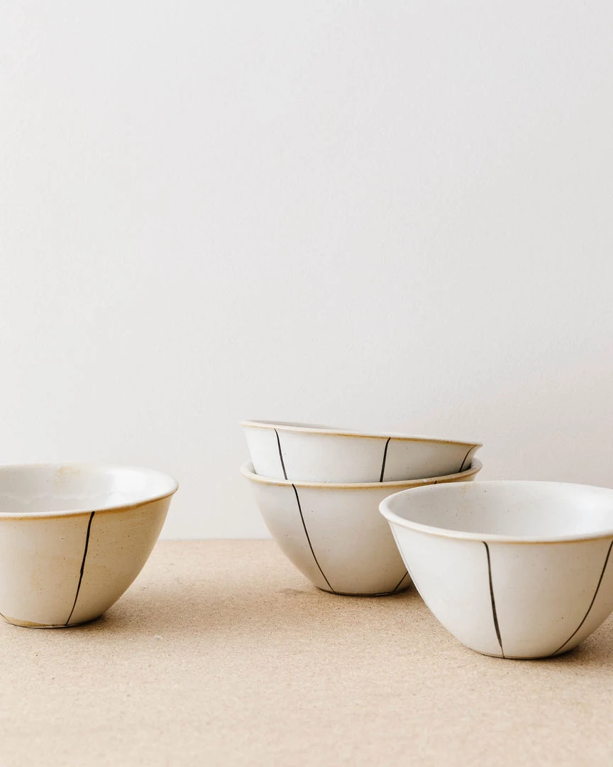 Creative Co Op Striped Stoneware Bowls (Set Of 4) 3 Creative Co Op Striped Stoneware Bowls (Set Of 4)