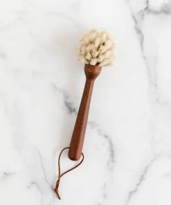 Creative Co Op Beech Wood Dish Brush W/ Leather Tie