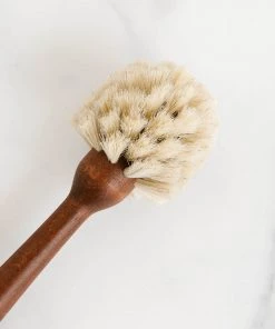 Creative Co Op Beech Wood Dish Brush W/ Leather Tie