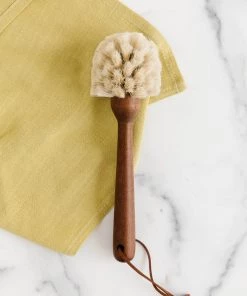 Creative Co Op Beech Wood Dish Brush W/ Leather Tie