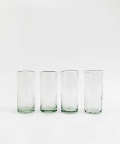 Verve Culture Hand Blown Highball Glasses (set Of 4) New