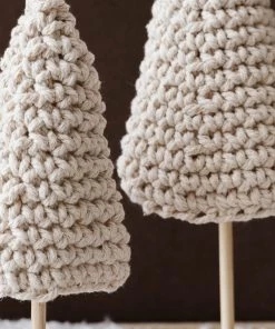 Creative Co Op Cotton Crochet Trees (set Of 2)