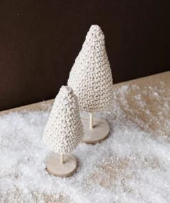 Creative Co Op Cotton Crochet Trees (set Of 2)