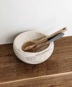 Lone Fox Vera Hand-Carved Paulownia Wood Bowl New