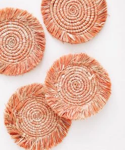 Lone Fox Edlyn Fringed Raffia Coasters New