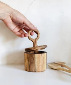 Lone Fox Callen Wood Jar W/ Lid