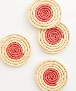 Lone Fox Statement Dot Raffia Coasters