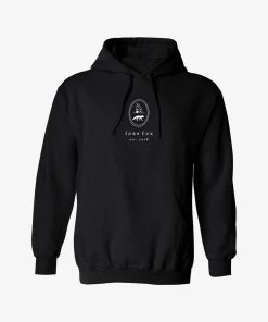 Lone Fox Embroidered Logo Hoodie - Black