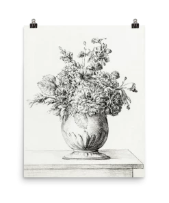 Lone Fox "Flowers In A Vase By Pencil" Art Print