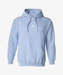 Lone Fox Embroidered Logo Hoodie - Soft Blue